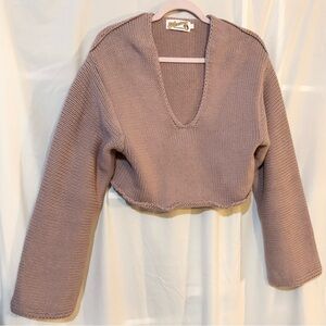 Women's V-Neck Sweater in pinkish brown